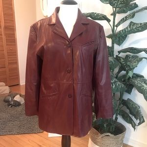 Penman’s faux leather blazer.